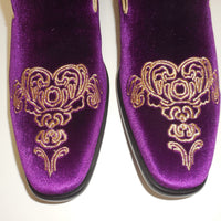 Mens Purple Emperor Gold Embroidered Dress Slip On Shoes After Midnight 6823