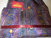 Mens Purple Navy Gold Exquisite Paisley Cuffed High Collar Shirt SANGI Monaco Coll. 1030