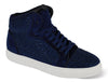 Mens Navy Blue Shiny Sparkly Rhinestone High-Top Velvet Sneakers AM FLASH