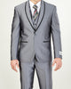 Mens Fashionably Retro Style Suit Shiny Silver with Black Trim + Matching Vest