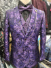 Mens Purple Metallic Foil Accents Bird of Paradise Jacket Blazer SANGI TUSCANY COLLECTION (Jacket Only)