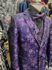 Mens Purple Metallic Foil Accents Bird of Paradise Jacket Blazer SANGI TUSCANY COLLECTION (Jacket Only)