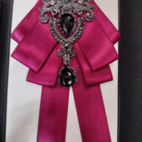 Mens Sparkling Black Bling Pretied Ribbon Bow Tie Burgundy