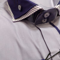 Mens Light Purple Fitted Designer Shirt w/ Purple Double Mini-Collar Del Fiore 20/02