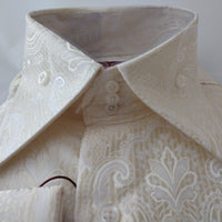 Mens Sophisticated Ivory Damask High Collar Cuffed Shirt SANGI MONACO COLL. 2101