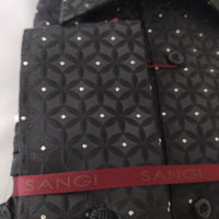 Mens Black Silver Starburst High Collar Designer Shirt SANGI MONACO COLL. 2102