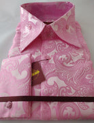 Mens Rose Pink Ornate Paisley High Collar Cuffed Shirt SANGI MONACO COLL. 2091