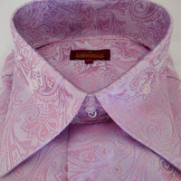 Mens Pink Lavender Exquisite Paisley High Collar Shirt SANGI MONACO COLL. 2106