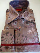 Mens Plum Rose Sophisticated Sparkle High Collar Shirt FC SANGI MONACO COLL 2107