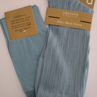 Mens Light Blue Origins Silky Sheer Knee-High OTC Nylon Dress Socks TNT