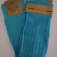 Mens Turquoise Origins Silky Sheer Knee-High OTC Nylon Dress Socks TNT
