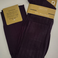 Mens Eggplant Plum Origins Silky Sheer Knee-High OTC Nylon Dress Socks TNT