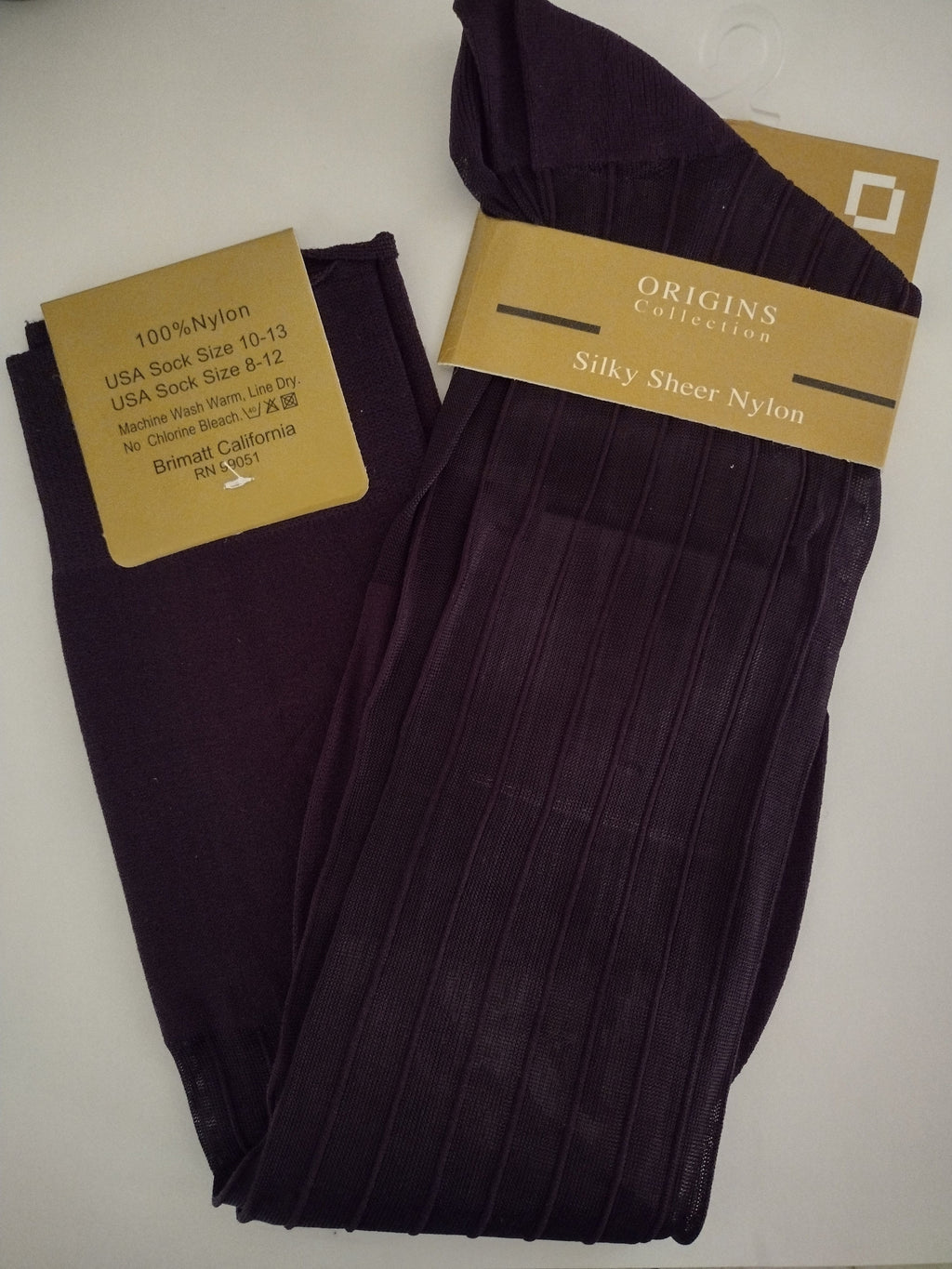 Mens Eggplant Plum Origins Silky Sheer Knee-High OTC Nylon Dress Socks TNT Mens Eggplant Plum Origins Silky Sheer Knee-High OTC Nylon Dress Socks TNT