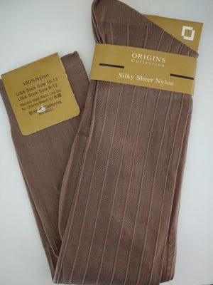 Mens Taupe Origins Silky Sheer Knee-High OTC Nylon Dress Socks TNT Mens Taupe Origins Silky Sheer Knee-High OTC Nylon Dress Socks TNT