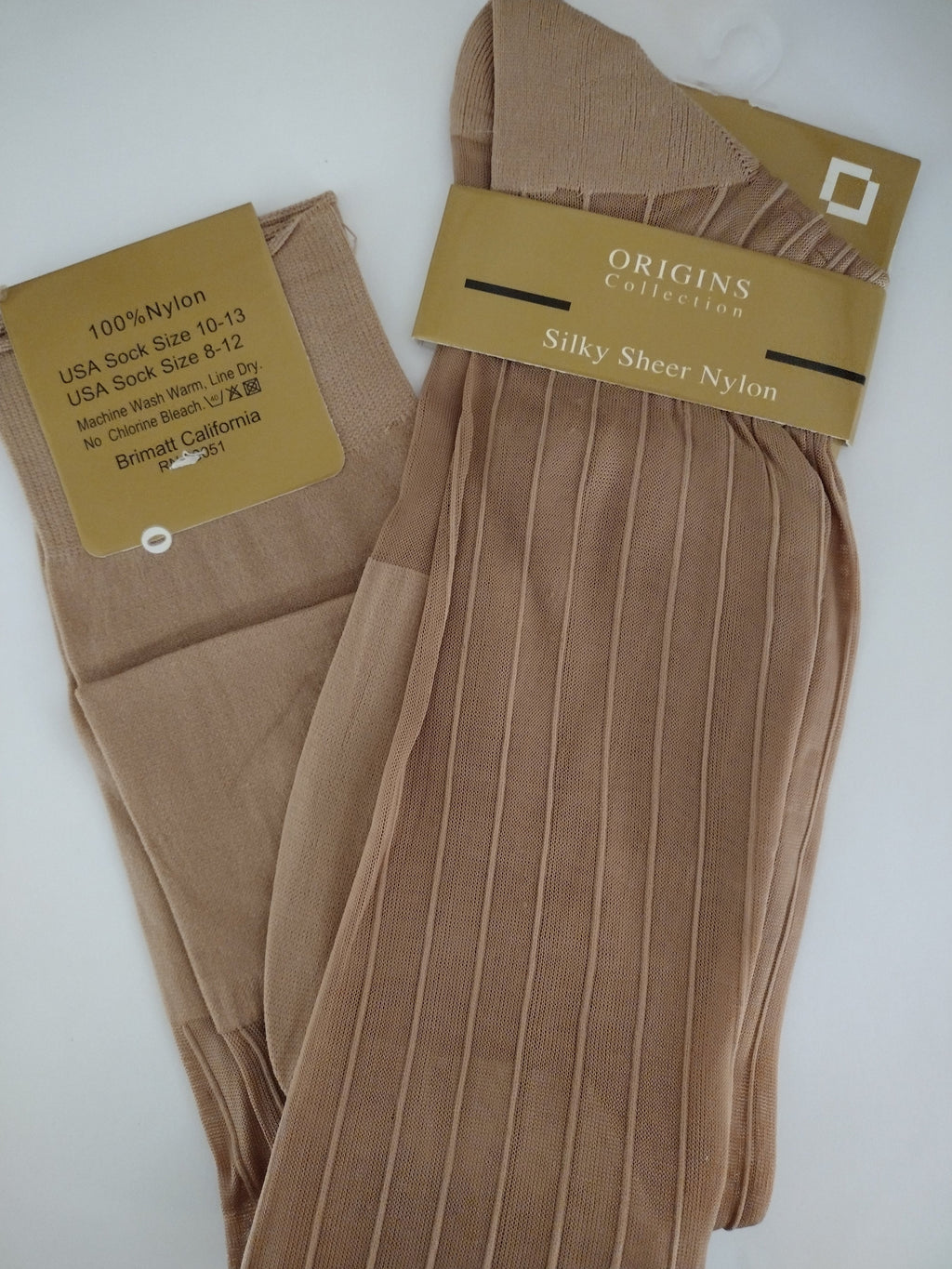 Mens Tan Beige Origins Silky Sheer Knee-High OTC Nylon Dress Socks TNT Mens Tan Beige Origins Silky Sheer Knee-High OTC Nylon Dress Socks TNT