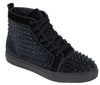 Mens High Top Velvet Fashion Sneakers Black Bling Studs After Midnight Junior