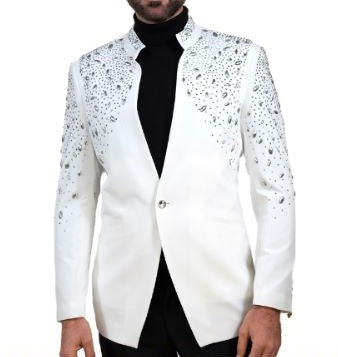 Gold Embroidery Mens Black/Red Wedding Suit Jacket Fashion Slim