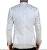 Mens White Sparkling Silver Rhinestones Collarless Nehru Dress Jacket Blazer LOUIS VINO LVB6