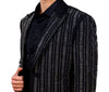 Mens Black Shiny Silver Sparkle Greek Key Designer Dress Jacket Blazer LOUIS VINO LVB7