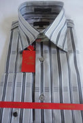Mens Leonardi Classic Edition Gray & Grey Check High Collar Cuffed Shirt # 003 - Nader Fashion Las Vegas
