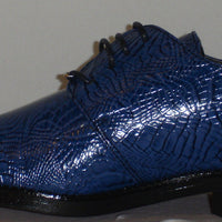 Mens Bright Shiny Navy Blue Super Gator Textured Dress Shoes Bolano Calan-002 - Nader Fashion Las Vegas