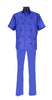 Mens Royal Blue Linen-Textured 2-Pc Summer Walking Suit Leisure Set A128R