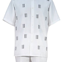 Mens White Linen-Textured 2-Pc Summer Walking Suit Leisure Set A128W