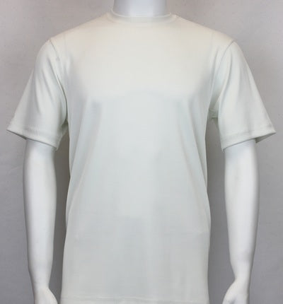 Mens Elegant Silky Cream Ivory Mock Neck Dressy T-Shirt