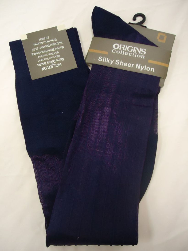 Mens Light Blue Origins Silky Sheer Knee-High OTC Nylon Dress Socks TN